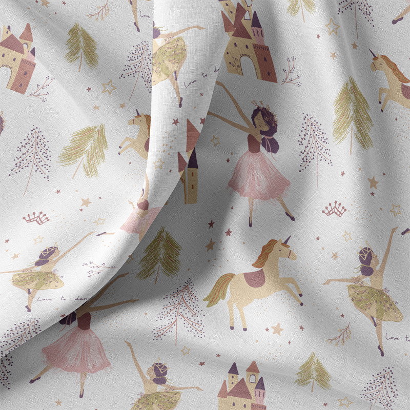 Printed Cotton ASTRID White / Pink